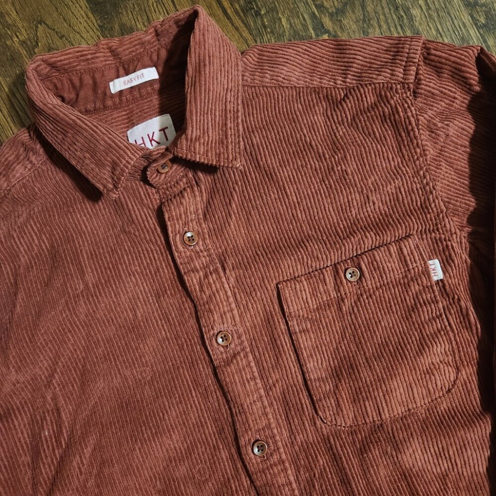 HKT Hackett London Men’s Easy Fit Heavy Corduroy Button Rusty Orange Shirt med